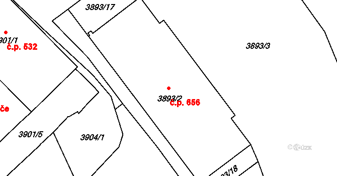 Liberec IV-Perštýn 656, Liberec na parcele st. 3893/2 v KÚ Liberec, Katastrální mapa
