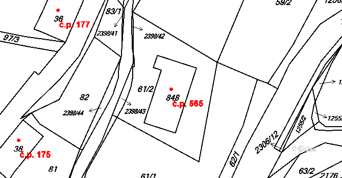 Skalice u České Lípy 565 na parcele st. 848 v KÚ Skalice u České Lípy, Katastrální mapa