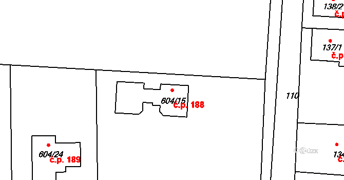 Drahelice 188, Nymburk na parcele st. 604/15 v KÚ Drahelice, Katastrální mapa