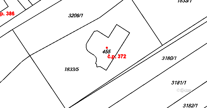 Drnovice 372 na parcele st. 455 v KÚ Drnovice, Katastrální mapa