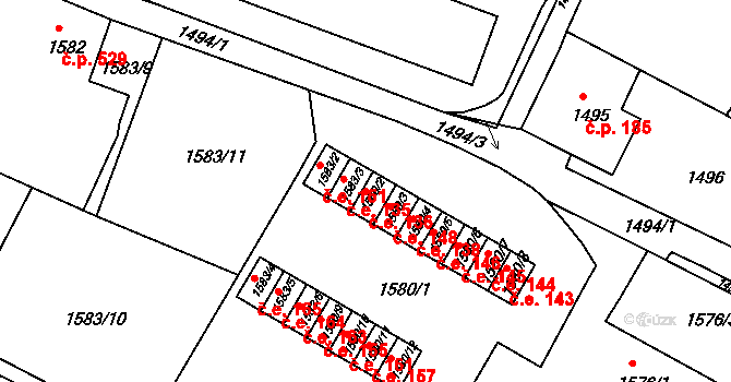Rumburk 1 136, Rumburk na parcele st. 1580/2 v KÚ Rumburk, Katastrální mapa