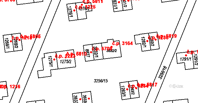 Zlín 6709 na parcele st. 3832/1 v KÚ Zlín, Katastrální mapa