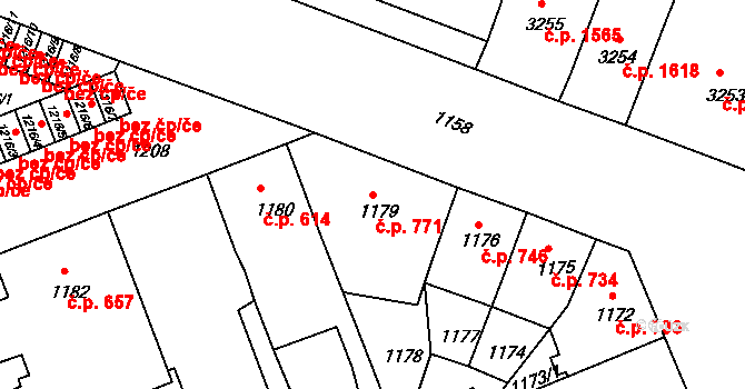 Předměstí 771, Litoměřice na parcele st. 1179 v KÚ Litoměřice, Katastrální mapa