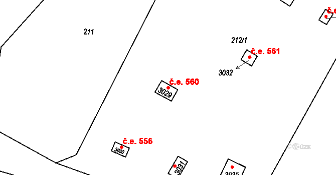 Úšovice 560, Mariánské Lázně na parcele st. 3029 v KÚ Úšovice, Katastrální mapa