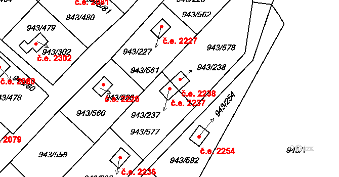 Velká Chuchle 2237, Praha na parcele st. 943/237 v KÚ Velká Chuchle, Katastrální mapa