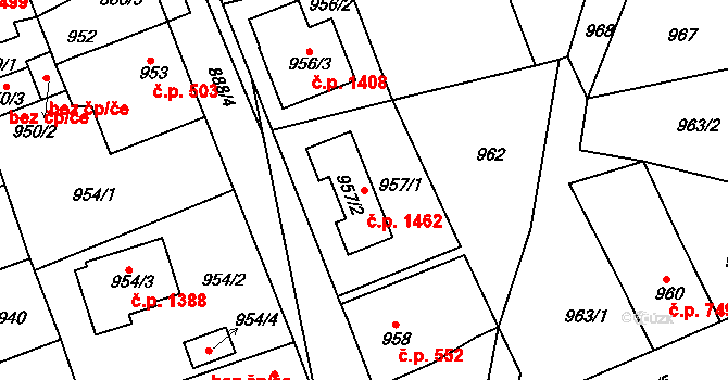 Hořovice 1462 na parcele st. 957/2 v KÚ Hořovice, Katastrální mapa