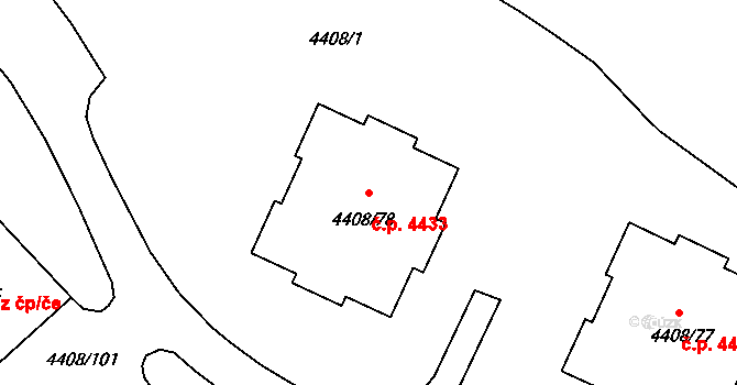 Poruba 4433, Ostrava na parcele st. 4408/78 v KÚ Poruba-sever, Katastrální mapa