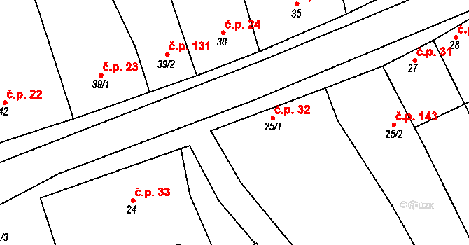 Heroltice 32, Hoštice-Heroltice na parcele st. 25/1 v KÚ Heroltice, Katastrální mapa