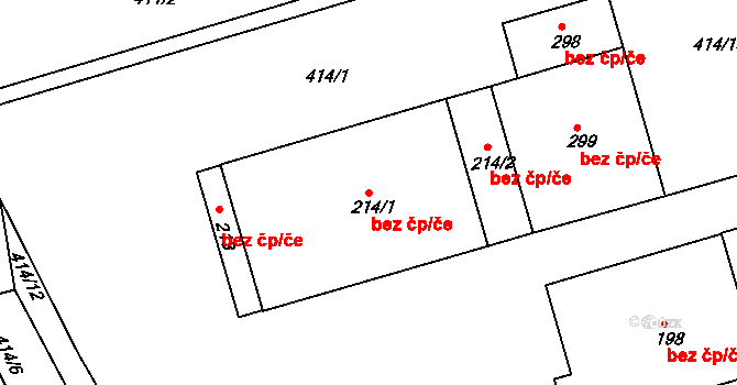 Rybnice 40239489 na parcele st. 214/1 v KÚ Rybnice u Kaznějova, Katastrální mapa