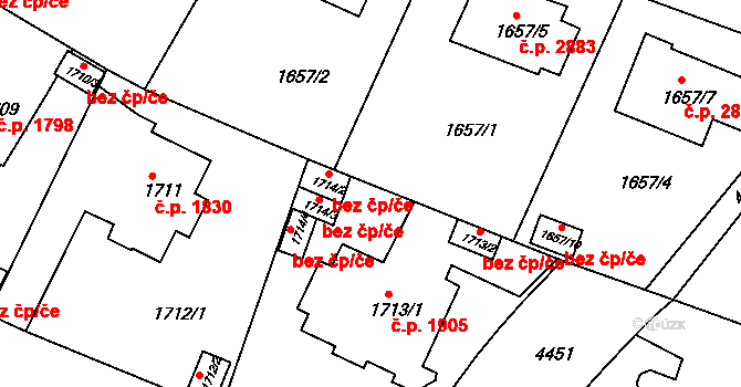 Teplice 41061489 na parcele st. 1714/2 v KÚ Teplice, Katastrální mapa