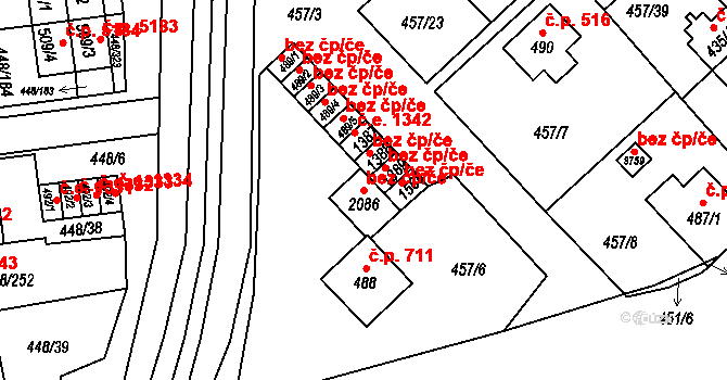 Otrokovice 41194489 na parcele st. 2086 v KÚ Otrokovice, Katastrální mapa
