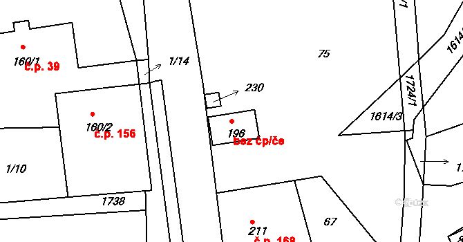 Ohnišov 44249489 na parcele st. 196 v KÚ Ohnišov, Katastrální mapa