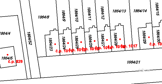Kylešovice 1013, Opava na parcele st. 1864/25 v KÚ Kylešovice, Katastrální mapa