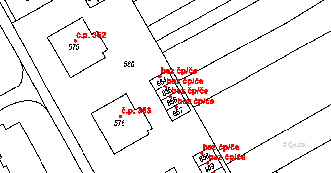 Slavičín 44782489 na parcele st. 855 v KÚ Slavičín, Katastrální mapa