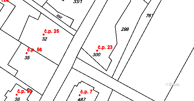 Skrochovice 23, Brumovice na parcele st. 300 v KÚ Skrochovice, Katastrální mapa