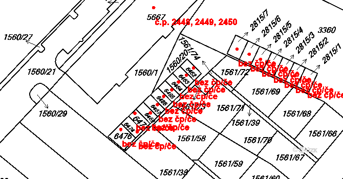 Písek 46199489 na parcele st. 6465 v KÚ Písek, Katastrální mapa