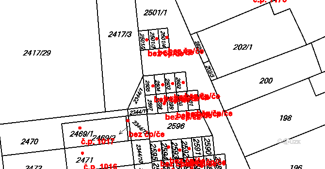 Břeclav 47212489 na parcele st. 2604 v KÚ Poštorná, Katastrální mapa
