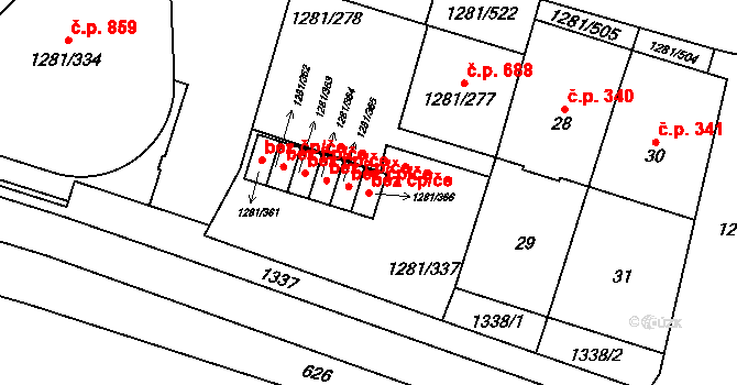 Praha 49544489 na parcele st. 1281/366 v KÚ Vokovice, Katastrální mapa