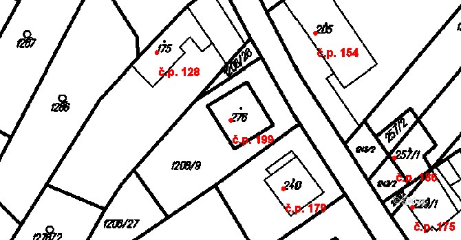 Kloboučky 199, Bučovice na parcele st. 276 v KÚ Kloboučky, Katastrální mapa