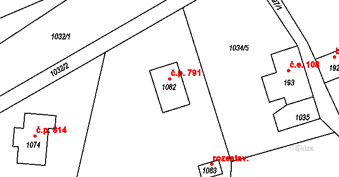 Lučany nad Nisou 791 na parcele st. 1082 v KÚ Lučany nad Nisou, Katastrální mapa