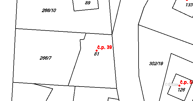 Kasalice 39 na parcele st. 81 v KÚ Kasalice, Katastrální mapa