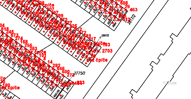 Veselí nad Moravou 2703 na parcele st. 2392/1 v KÚ Veselí-Předměstí, Katastrální mapa