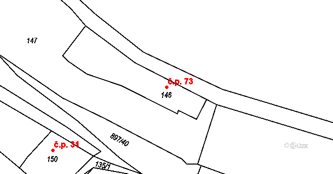 Žárová 73, Velké Losiny na parcele st. 146 v KÚ Žárová, Katastrální mapa