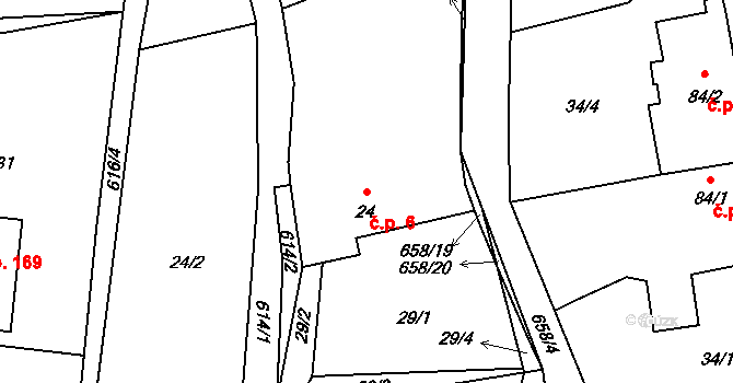 Chocenice 6 na parcele st. 24 v KÚ Chocenice, Katastrální mapa
