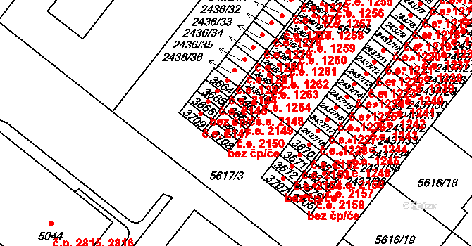 Žatec 2150 na parcele st. 3669 v KÚ Žatec, Katastrální mapa