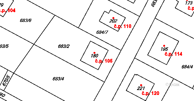 Mírovka 105, Havlíčkův Brod na parcele st. 180 v KÚ Mírovka, Katastrální mapa