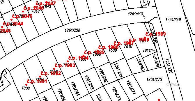 Beroun-Město 1986, Beroun na parcele st. 7808 v KÚ Beroun, Katastrální mapa