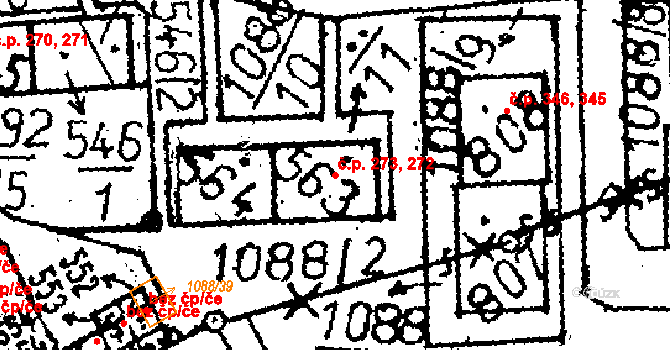 Zbraslavice 272,273 na parcele st. 563 v KÚ Zbraslavice, Katastrální mapa