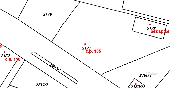Rýmařov 135 na parcele st. 2177 v KÚ Rýmařov, Katastrální mapa