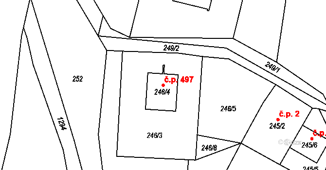 Krmelín 497 na parcele st. 246/4 v KÚ Krmelín, Katastrální mapa