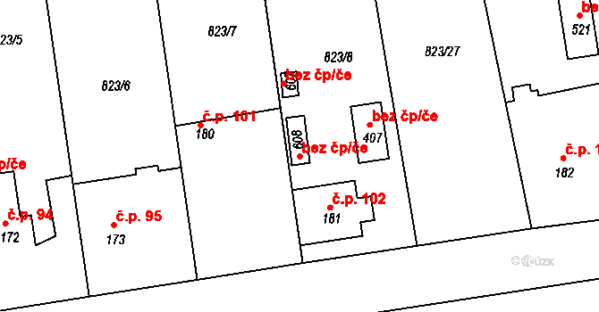 Zvánovice 147840490 na parcele st. 608 v KÚ Zvánovice, Katastrální mapa