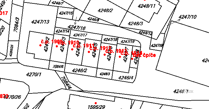 Boskovice 1913 na parcele st. 4247/6 v KÚ Boskovice, Katastrální mapa
