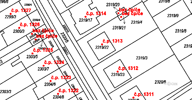 Mikulov 1313 na parcele st. 2319/22 v KÚ Mikulov na Moravě, Katastrální mapa