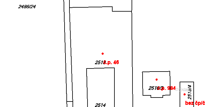 Lutyně 46, Orlová na parcele st. 2513 v KÚ Horní Lutyně, Katastrální mapa