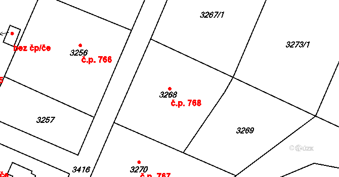 Poruba 768, Orlová na parcele st. 3268 v KÚ Poruba u Orlové, Katastrální mapa