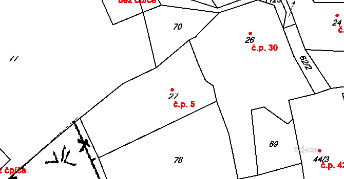 Svojšice 5, Petrovice u Sušice na parcele st. 27 v KÚ Svojšice u Sušice, Katastrální mapa