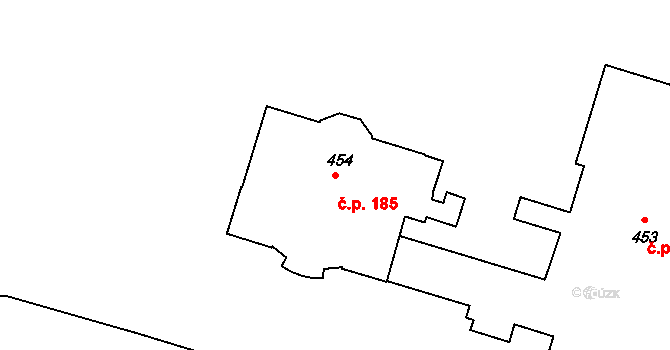 Bohnice 185, Praha na parcele st. 454 v KÚ Bohnice, Katastrální mapa