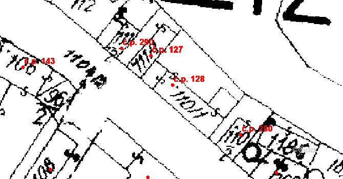 Žiželice 128 na parcele st. 110/1 v KÚ Žiželice nad Cidlinou, Katastrální mapa