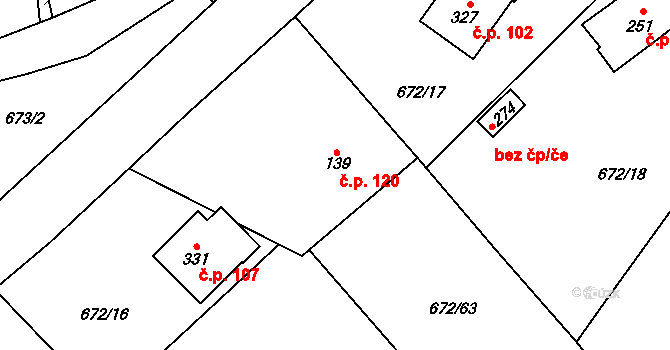 Žernovka 120, Mukařov na parcele st. 139 v KÚ Žernovka, Katastrální mapa