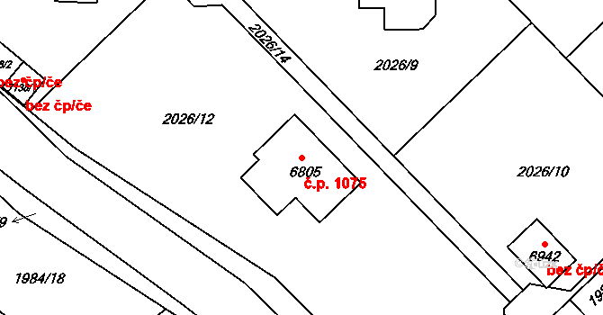 Chrudim II 1075, Chrudim na parcele st. 6805 v KÚ Chrudim, Katastrální mapa