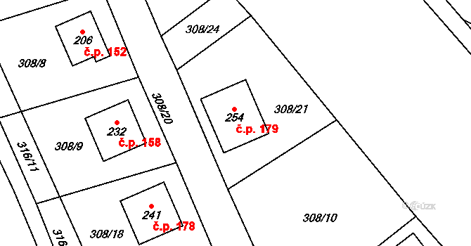 Rynárec 179 na parcele st. 254 v KÚ Rynárec, Katastrální mapa