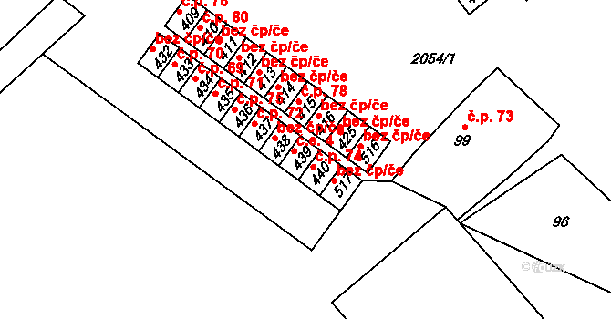 Verneřice 4 na parcele st. 439 v KÚ Verneřice, Katastrální mapa