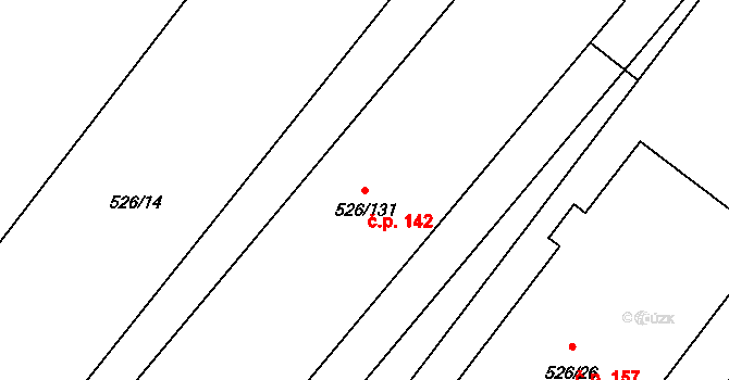 Pávov 142, Jihlava na parcele st. 526/131 v KÚ Pávov, Katastrální mapa