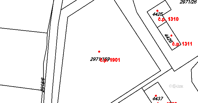 Kuřim 1901 na parcele st. 2971/159 v KÚ Kuřim, Katastrální mapa