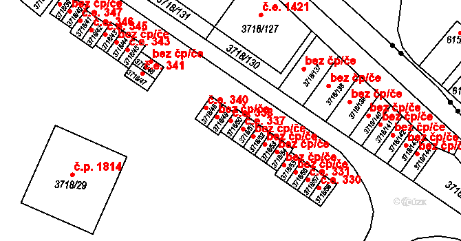 Předměstí 338, Litoměřice na parcele st. 3718/50 v KÚ Litoměřice, Katastrální mapa