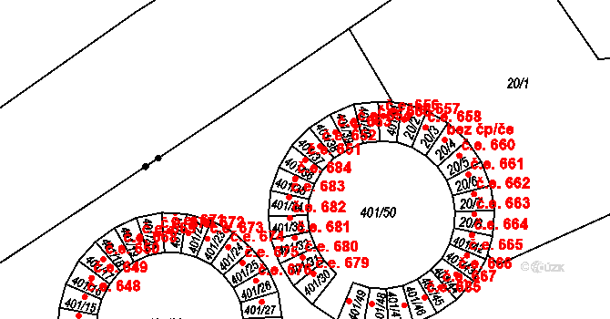 Újezdské Předměstí 651, Bílina na parcele st. 401/36 v KÚ Bílina-Újezd, Katastrální mapa